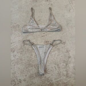 Silver Reflective Disco Bikini Set